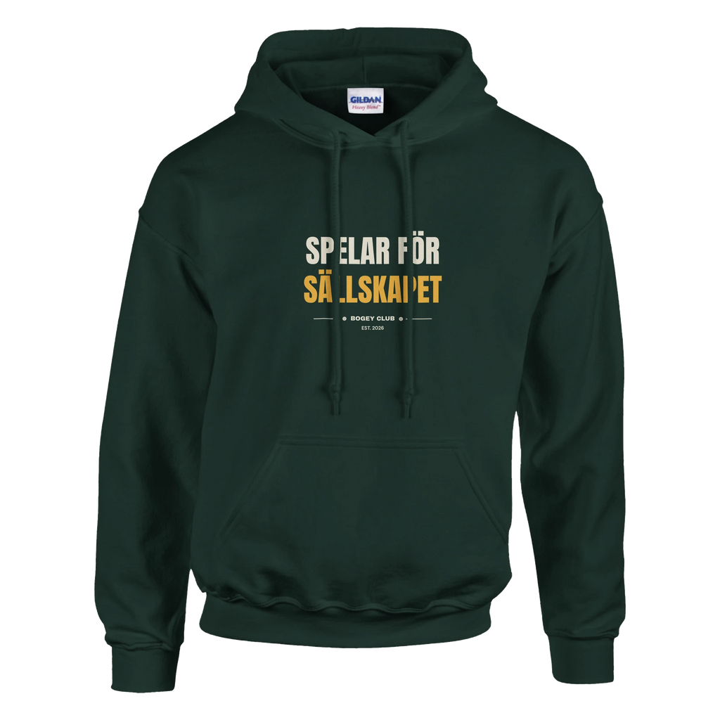 Spelar för sällskapet – hoodie i skogsgrön, Bogey Club Sweden