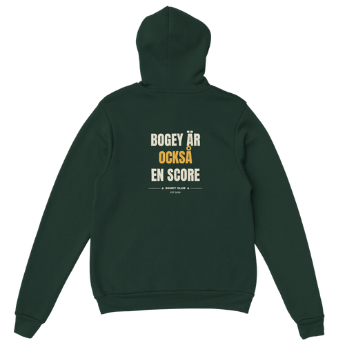 Bogey är också en score – ryggtryck på skogsgrön hoodie, Bogey Club Sweden