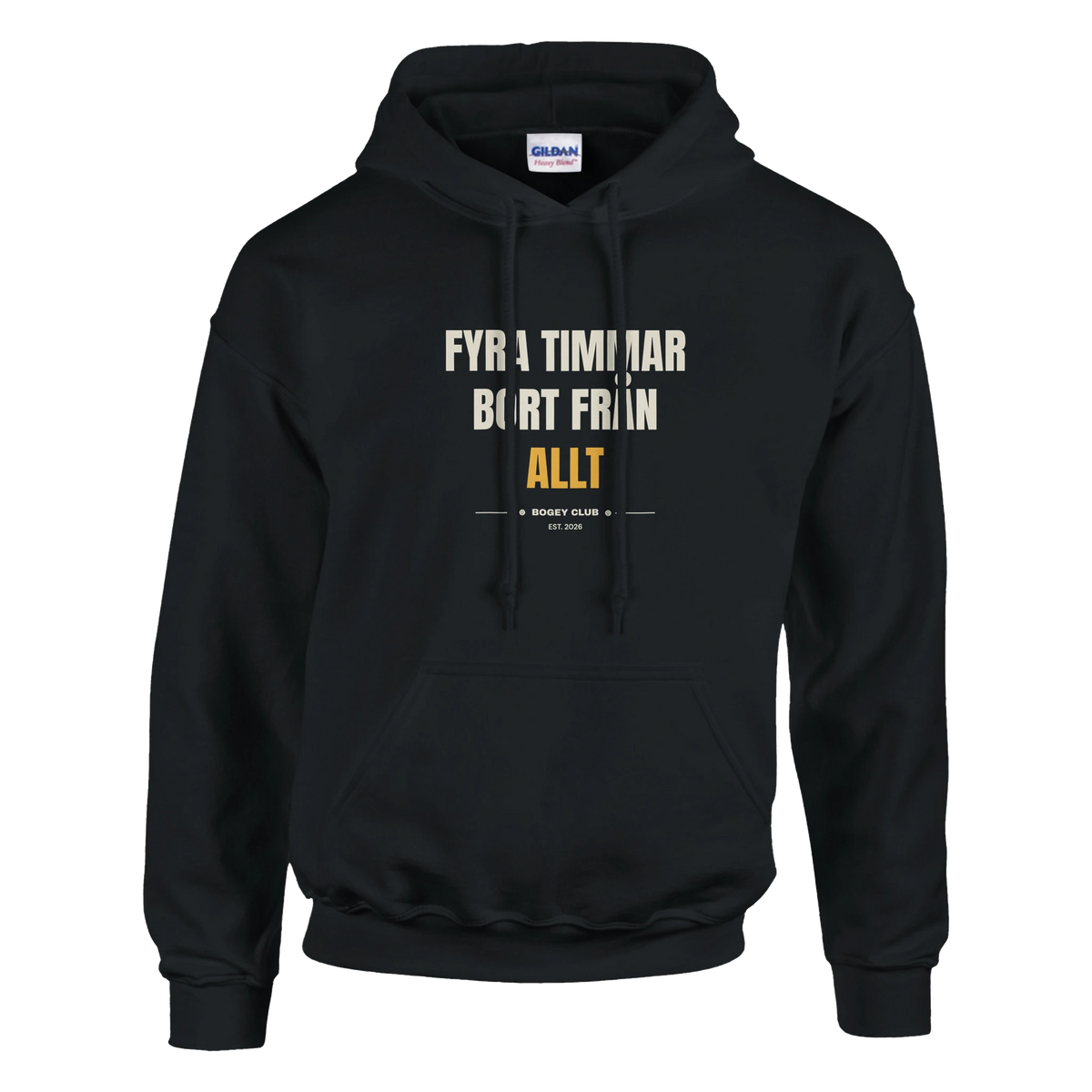 Fyra timmar bort från allt – hoodie i marinblå, Bogey Club Sweden