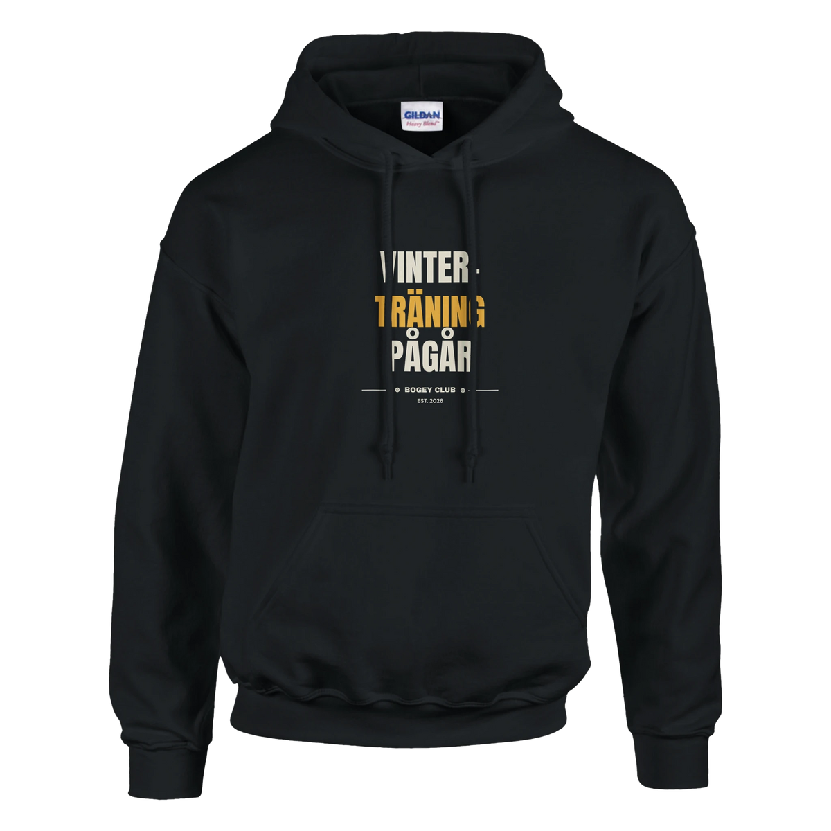 Vinterträning pågår – hoodie i marinblå, Bogey Club Sweden
