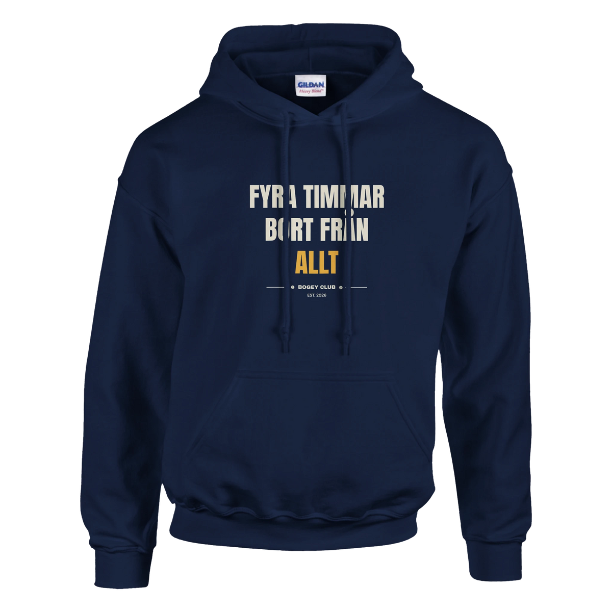 Fyra timmar bort från allt – hoodie i svart, Bogey Club Sweden