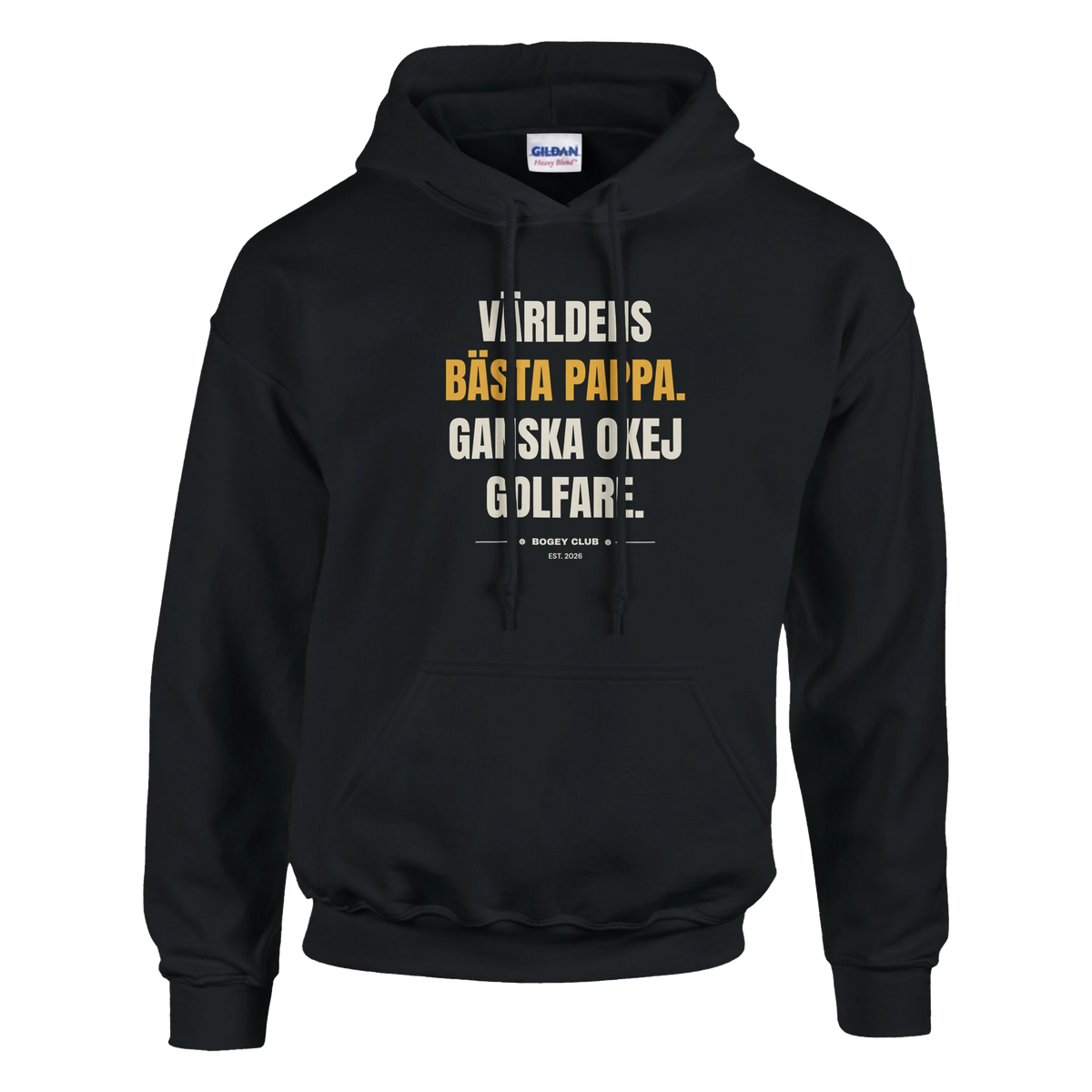 Världens bästa pappa. Ganska okej golfare. – hoodie i svart, Bogey Club Sweden