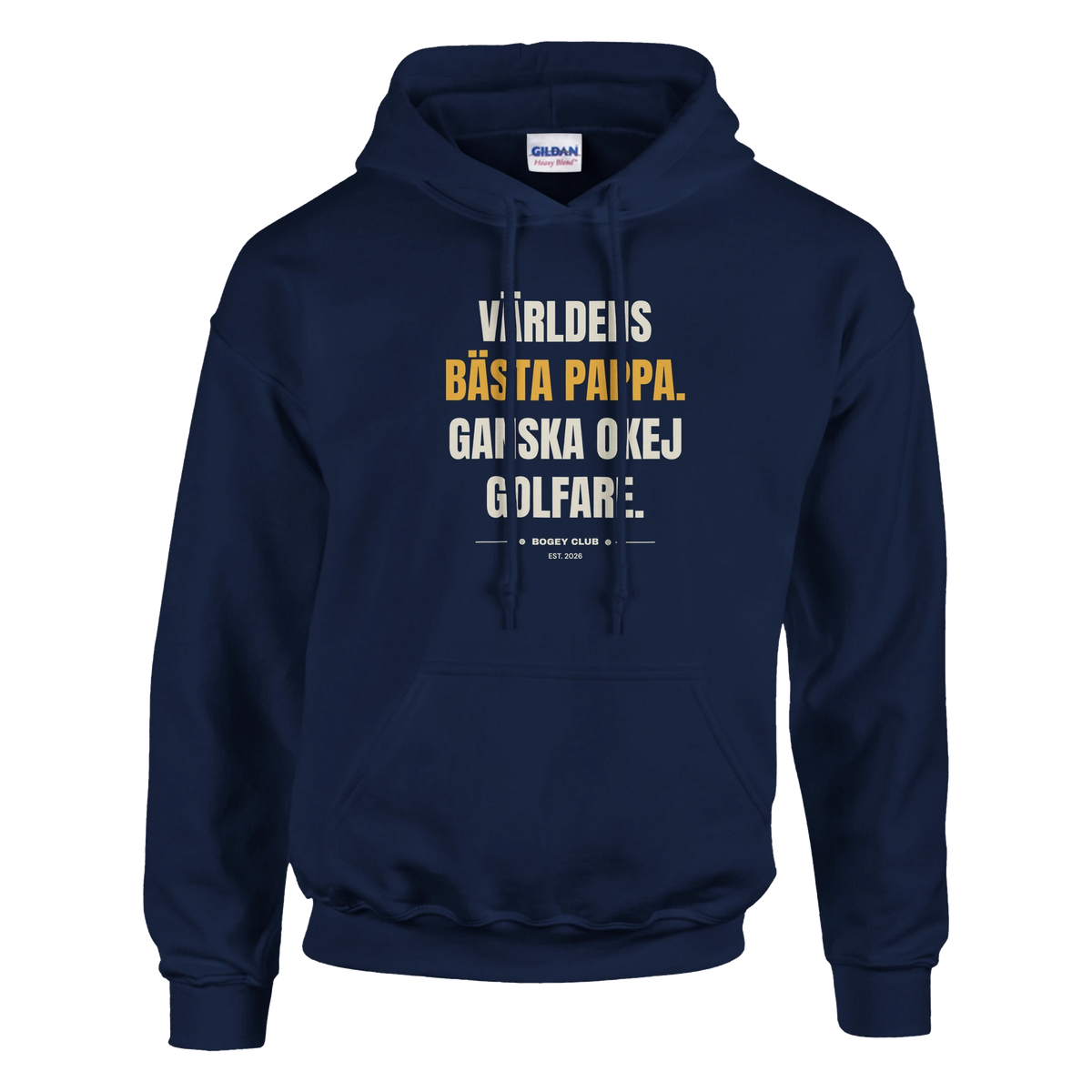 Världens bästa pappa. Ganska okej golfare. – hoodie i marinblå, Bogey Club Sweden