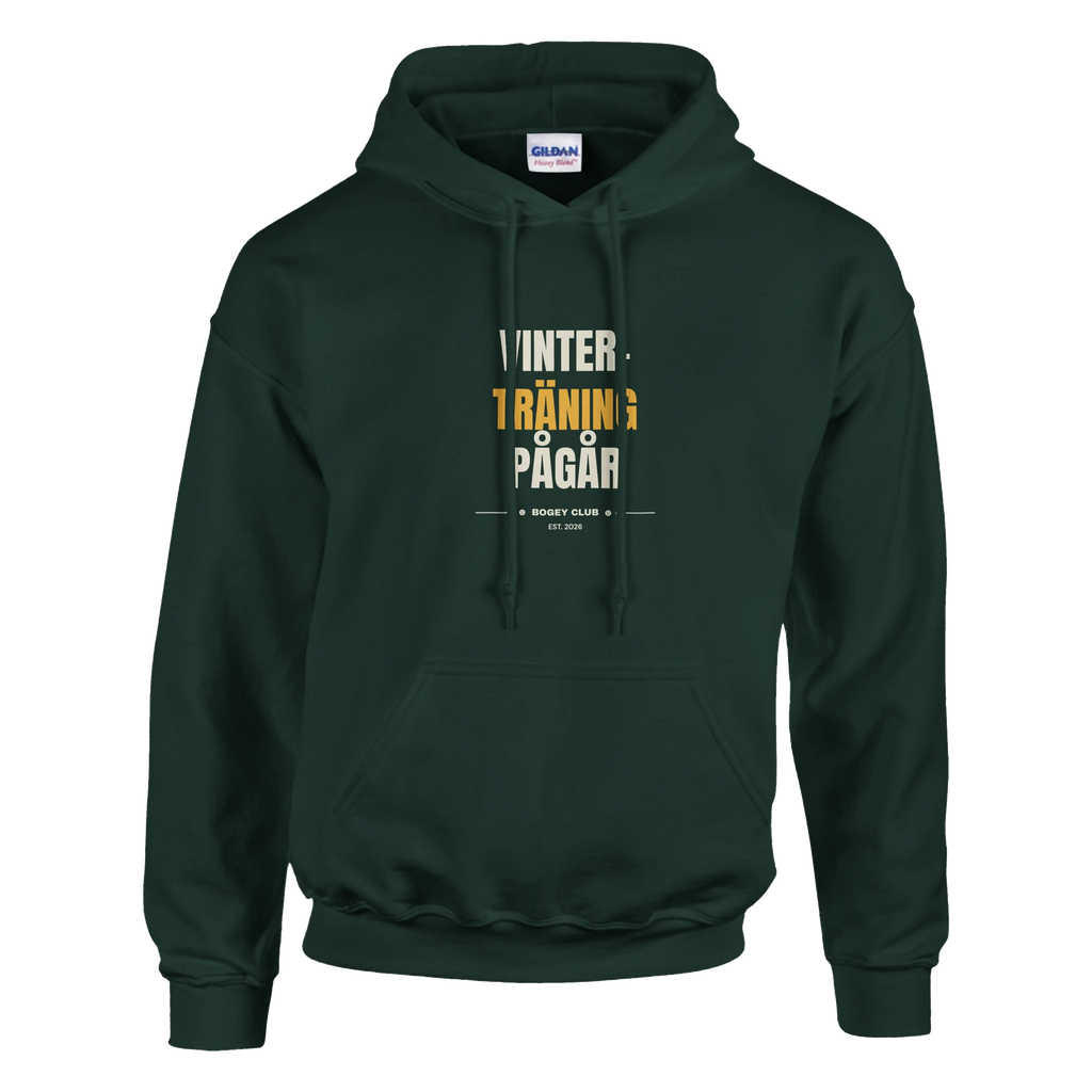 Vinterträning pågår – hoodie i skogsgrön, Bogey Club Sweden