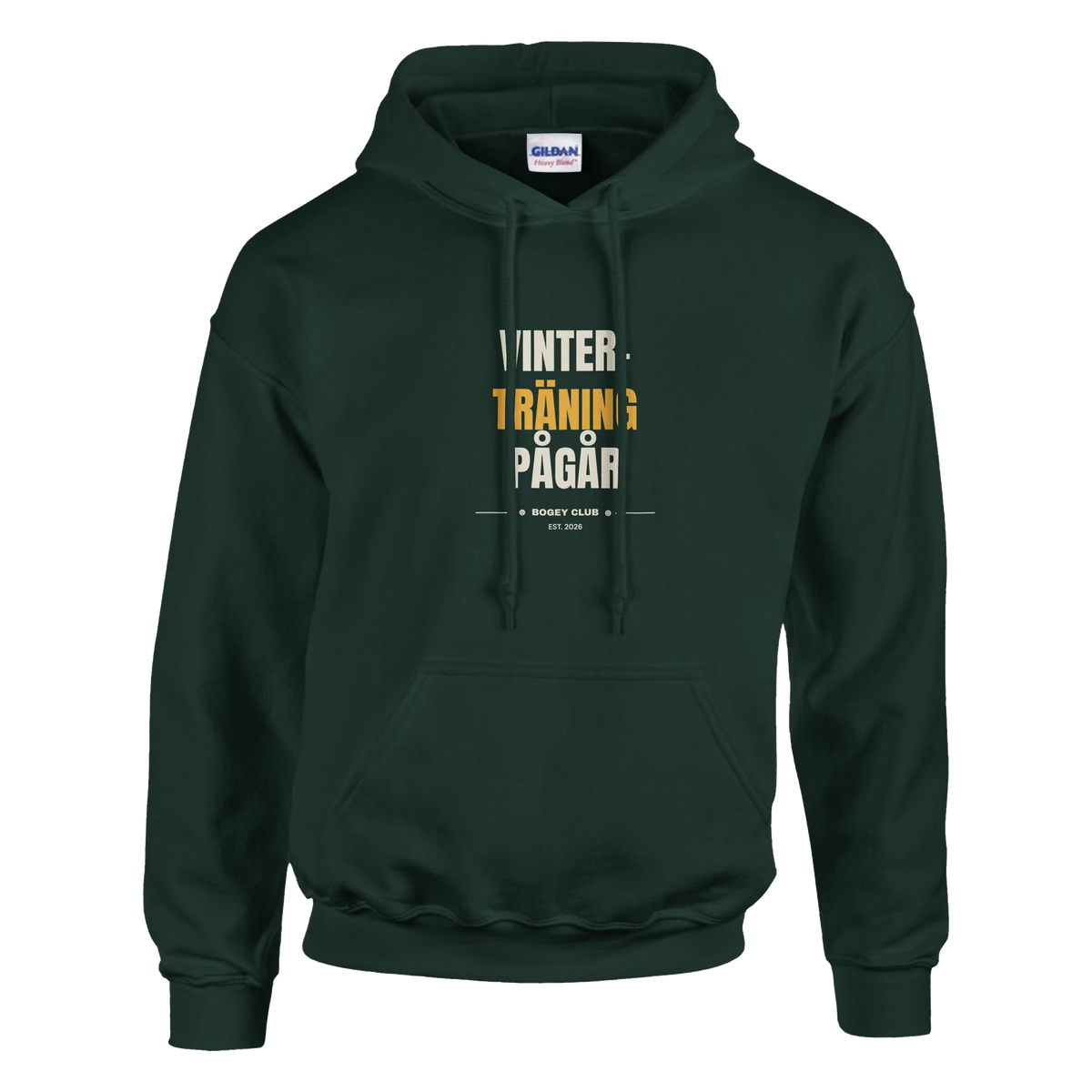 Vinterträning pågår – hoodie i skogsgrön, Bogey Club Sweden